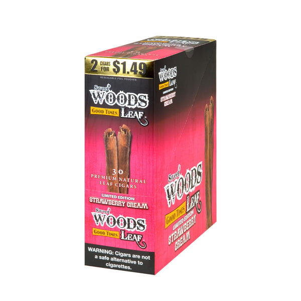 Good Times Sweet Woods Strawberry Cream Individual Pouch Front View Natural Leaf Cigarillo 2 Pack