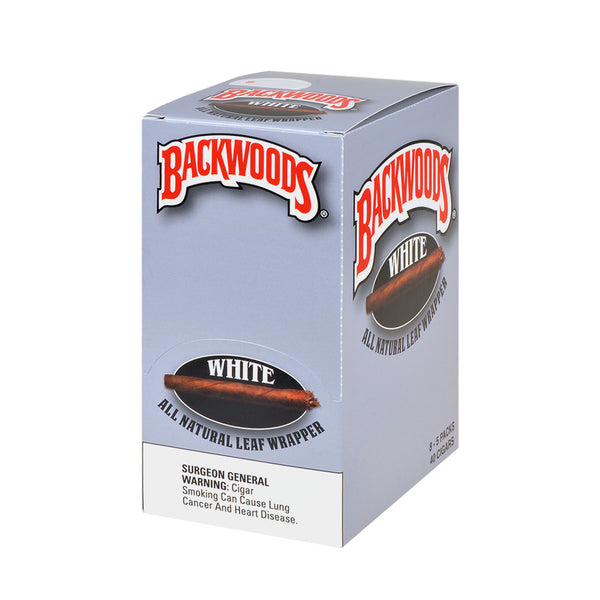 Backwoods White Cigarillos 8 Packs of 5 - Bulk 40 Count Natural Leaf Cigars with Smooth Creamy Finish