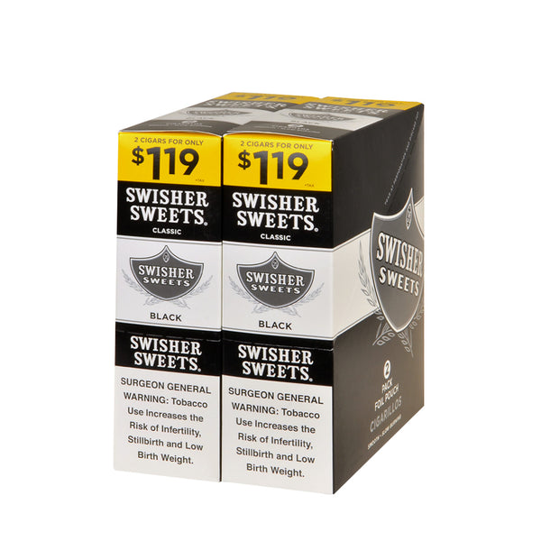 Swisher Sweets Black Cigarillos 30 Packs of 2 Bulk Display Box