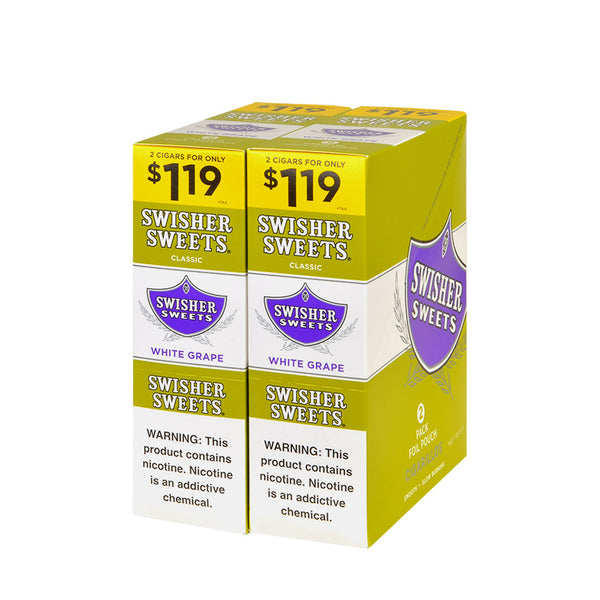 Swisher Sweets White Grape Cigarillos 30 Packs of 2 Bulk Display Box