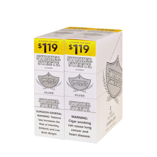 Swisher Sweets Silver Cigarillos 30 Packs of 2 Bulk Display Box
