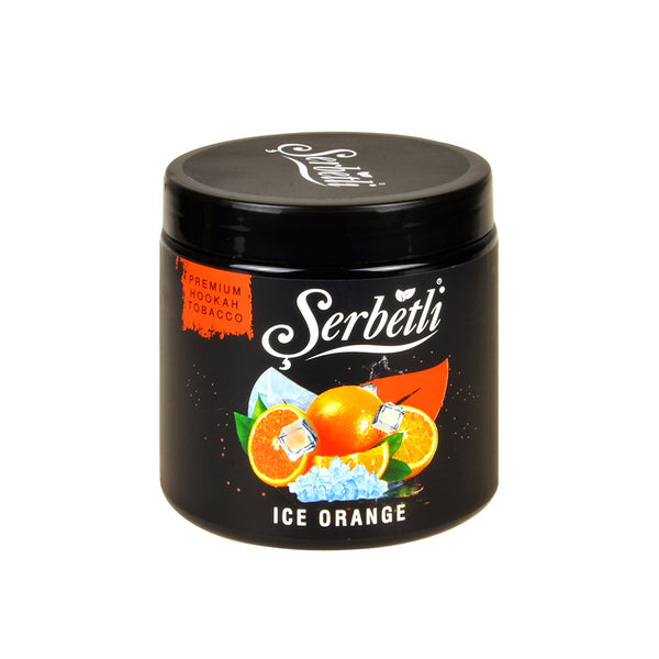 Authentic Serbetli Ice Orange Shisha Tobacco with Citrus and Ice Graphics
