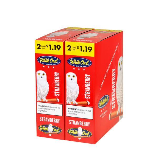 White Owl Strawberry Cigarillos 30 Packs of 2 Upright Display Box - 60 Total Cigars