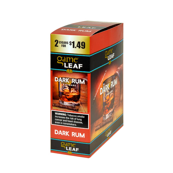 Game Leaf Dark Rum Cigarillos 15 Pouches of 2 Display Box and Foil Packaging