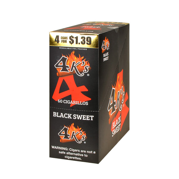 4 Kings Black Sweet Cigarillo Individual Resealable Foil Pouch Packaging