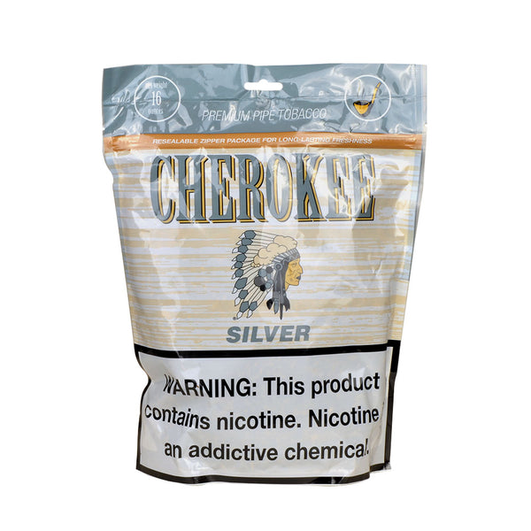 Cherokee Silver Ultra Light Pipe Tobacco 16oz Bag - Front View Packaging