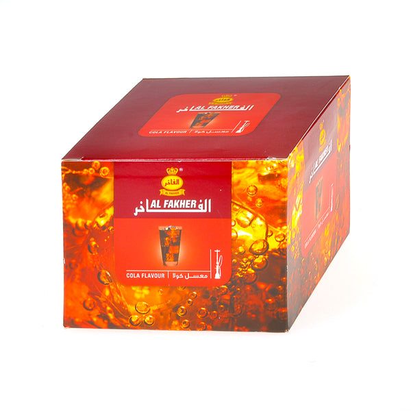Close-up of red Al Fakher Cola shisha molasses showing medium-fine cut texture and moisture