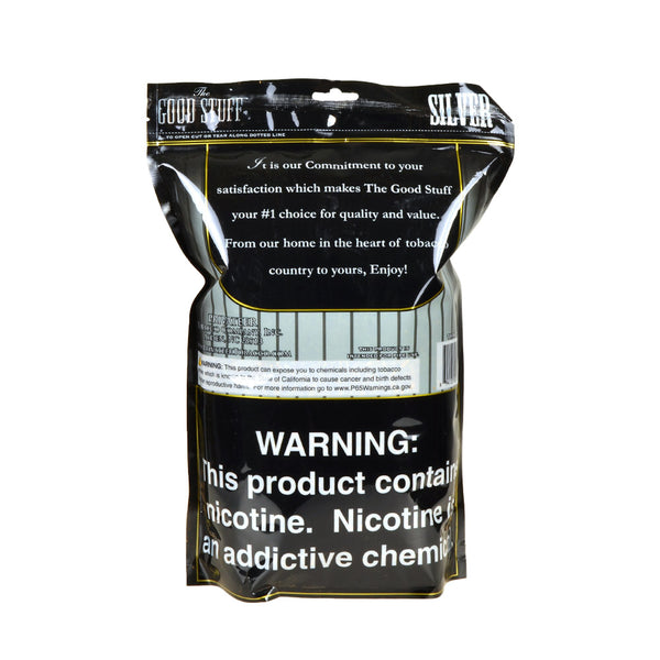 Good Stuff Silver Pipe Tobacco 1lb Bag Back Label Ingredients