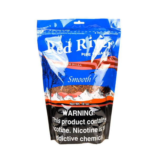 Red River Smooth Pipe Tobacco 1lb (16oz) Resealable Blue Bag Front View
