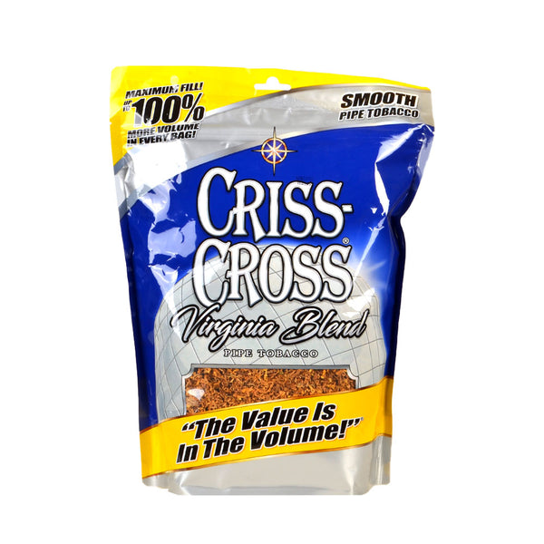 Criss Cross Virginia Blend Smooth Pipe Tobacco 8oz Resealable Bag - Premium Mild Tobacco Blend