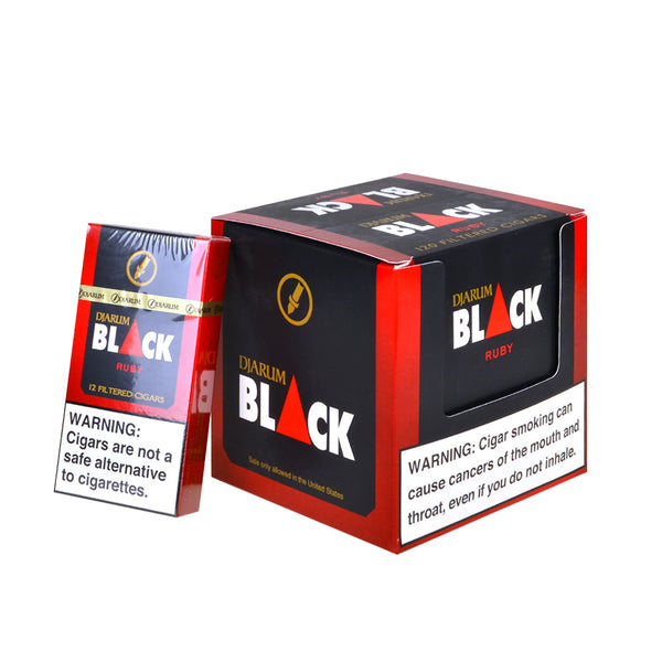 Djarum Black Ruby Cherry Filtered Clove Cigars 10 Pack Display Box 120 Count Bulk Carton