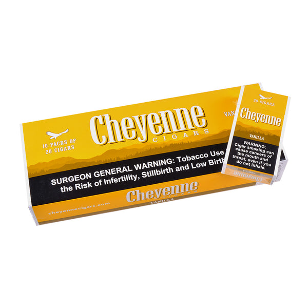 Cheyenne Vanilla Filtered Cigars 10 Pack Carton Top View Branding