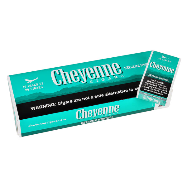 Top View of Cheyenne Extreme Menthol Little Cigars 200 Count Carton Packaging