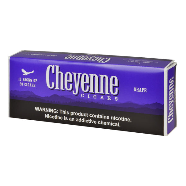 Cheyenne Grape Filtered Cigars 10 Pack Carton Display Box showing 200 count