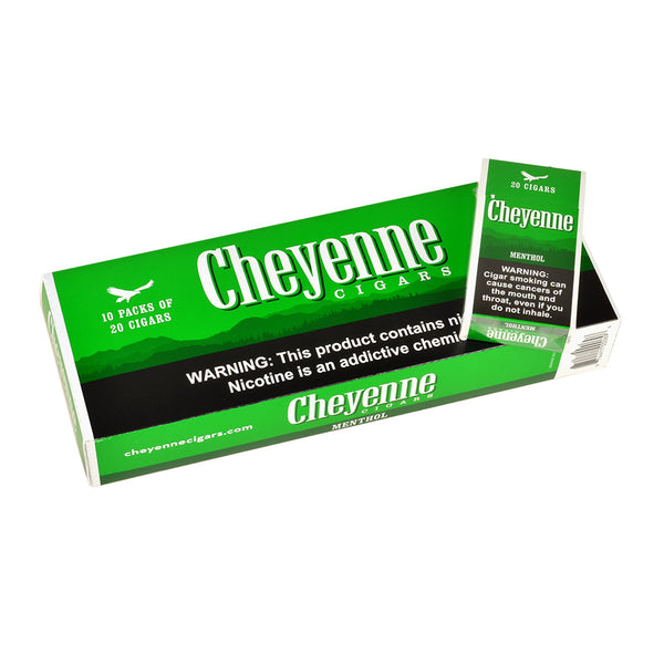 Close-up of Cheyenne Menthol Filtered Cigars 10 Packs of 20 Packaging Detail