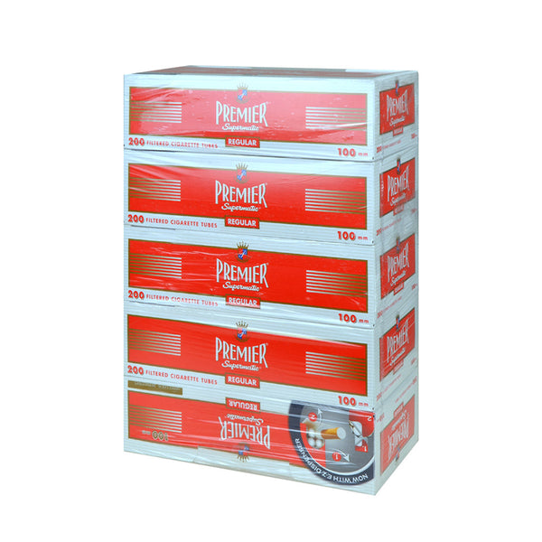 Premier Full Flavor 100mm Filter Tubes Red Box 5 Cartons 1000 Count Bulk Pack