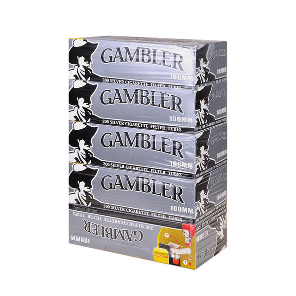 Gambler Silver Filter Tubes 5 Cartons of 200 Bulk Pack 1000 Total Tubes