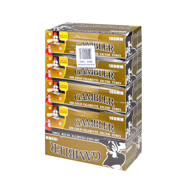 Gambler Gold 100mm Filter Tubes 5 Cartons of 200 Bulk Pack