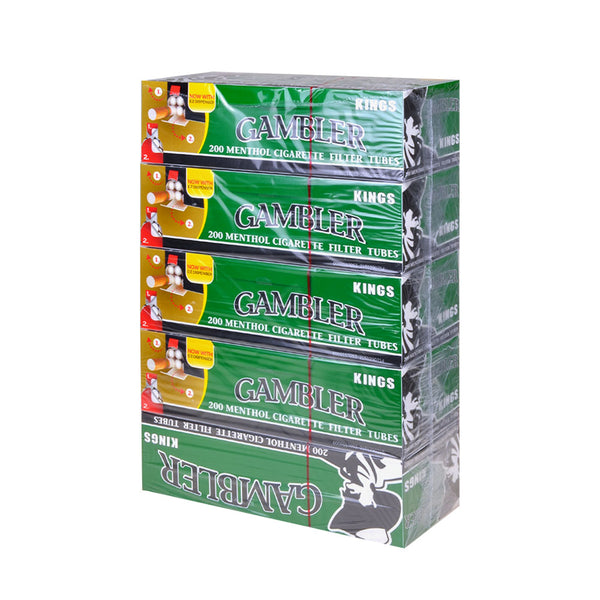 Gambler Menthol Filter Tubes 5 Cartons of 200 Bulk Pack King Size and 100mm