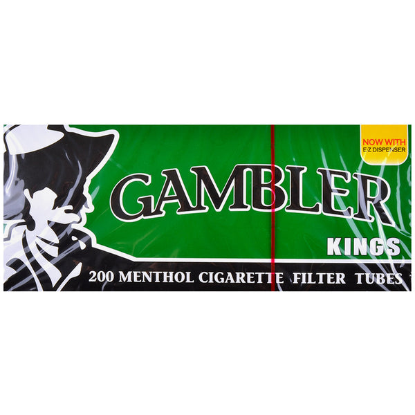 Close-up of Gambler Menthol Filter Tubes 200 Count Individual Box for RYO
