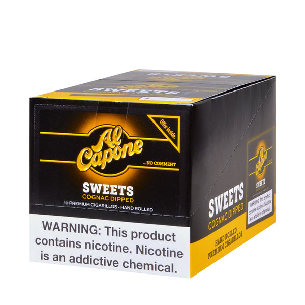 Al Capone Sweets Cognac Cigarillos 10 Pack Display Box 100 Count Bulk