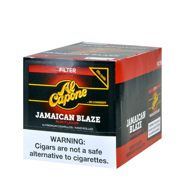 Al Capone Jamaican Blaze Filter Cigarillos 10 Packs of 10 Display Box 100 Count Bulk