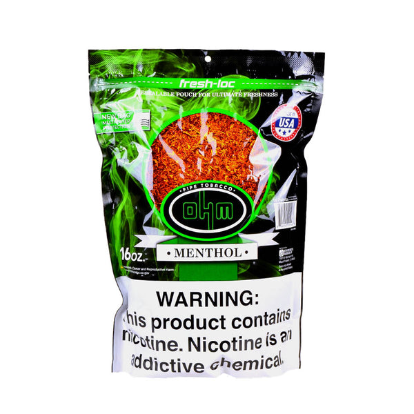 OHM Mint Pipe Tobacco 1lb Bag Made in USA Label