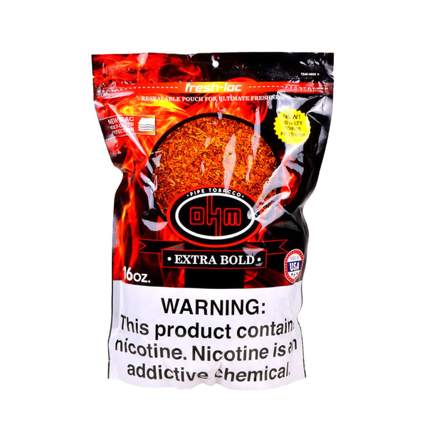 OHM Extra Bold Pipe Tobacco 16oz Resealable Bag Front View