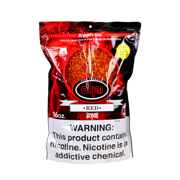 OHM Turkish Red Pipe Tobacco 16oz Resealable Bag Front View
