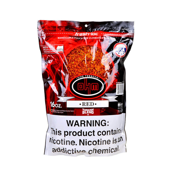 OHM Turkish Red Pipe Tobacco Bag - Made in the USA Label Detail