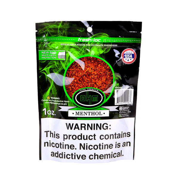 Side view of OHM Mint Pipe Tobacco 1lb Bag