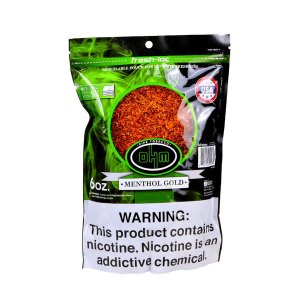 OHM Mild Mint Pipe Tobacco Bag Fresh-Loc Zipper Close-up