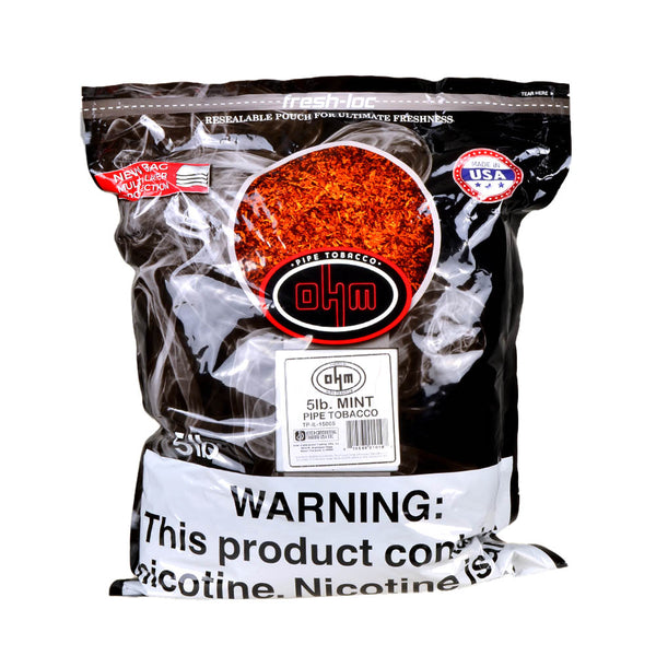 Close-up of OHM Mint Ribbon Cut Tobacco Texture