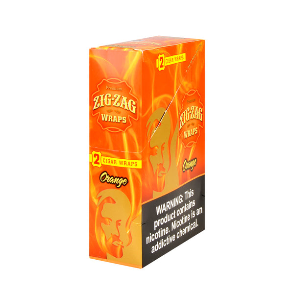 Zig Zag Wraps Premium Orange 25 Packs of 2 Display Box and Individual Foil Pouches