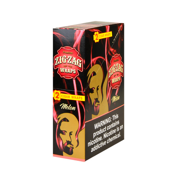 Zig Zag Wraps Premium Melon 25 Packs of 2 Box and Individual Resealable Foil Pouch