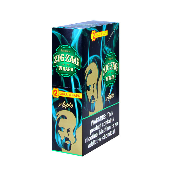 Zig Zag Premium Apple Tobacco Wraps 25 Packs of 2 Box and Individual Pouch Packaging