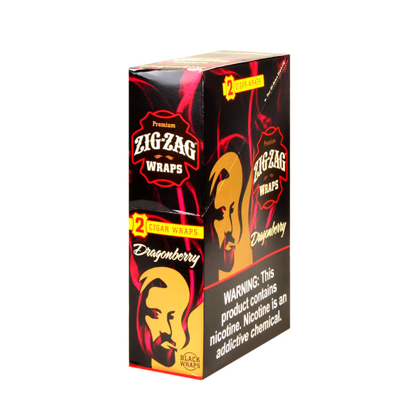 Zig Zag Wraps Premium Black DragonBerry 25 Packs of 2 Display Box and Individual Resealable Pouch