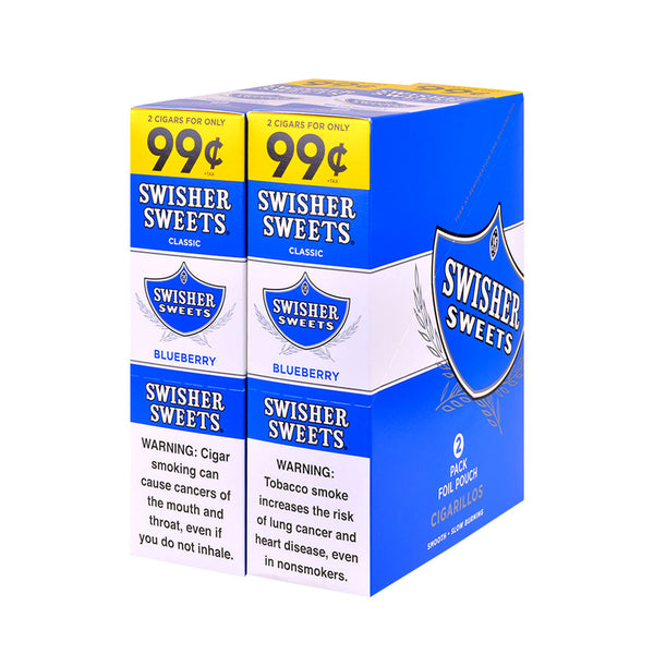 Swisher Sweets Blueberry Cigarillos 99c Pre-Priced Resealable Pouch Front View