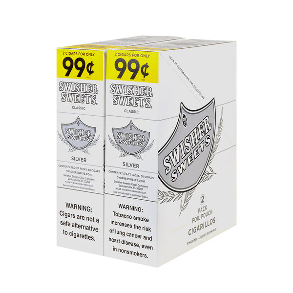 Close-up of Swisher Sweets Silver Cigarillo Packaging and Branding