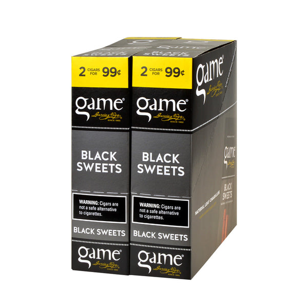 Game Vega Cigarillos Black Foil 30 Pouches of 2 Bulk Box Front View