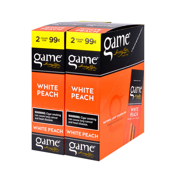 Garcia y Vega Game White Peach Cigarillos 30 Pouches of 2 Bulk Box Display