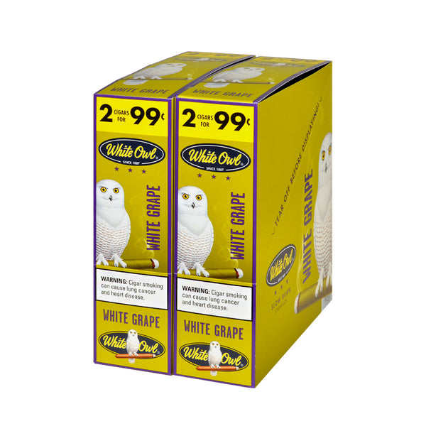 White Owl White Grape Cigarillos Display Box with 2-Pack Pouches and Branding
