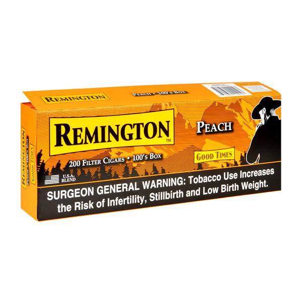 Single Pack of Remington Peach Filtered Little Cigars showing 20 count