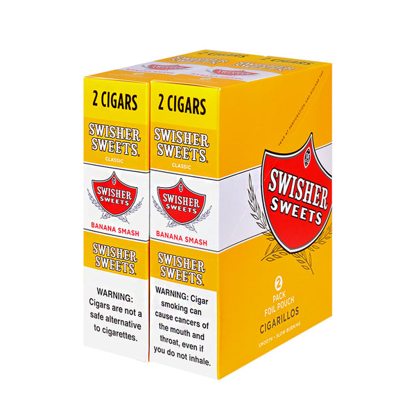 Swisher Sweets Banana Smash Cigarillos Box and Individual Pouches