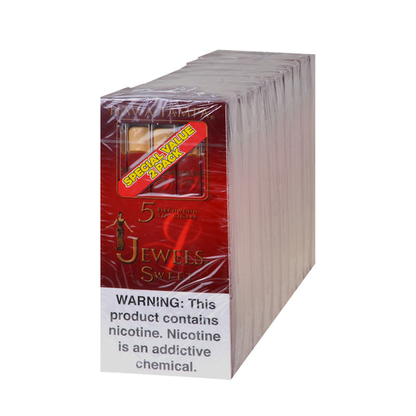 Close-up of Hav-A-Tampa Jewels Sweet Cigars showing the signature Birch Wood Tips