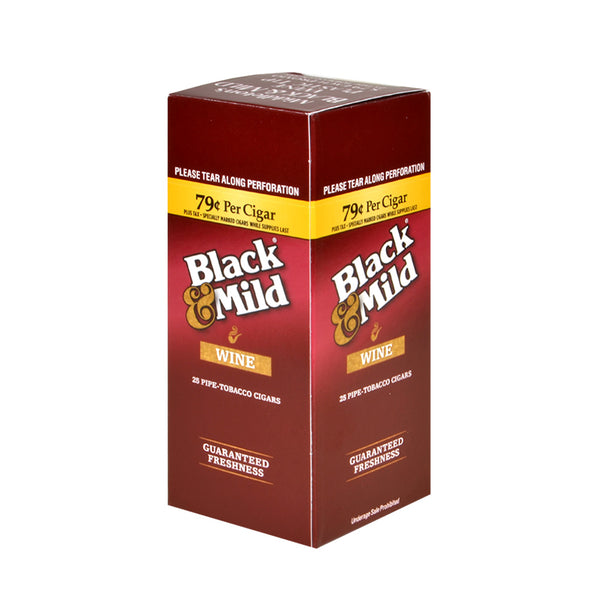 Middleton's Black & Mild Wine Cigars Box of 25 Front View Pre-Priced