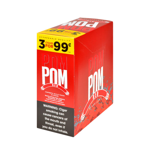 Pom Pom Sweet Red Cigarillos 15 Packs of 3 Display Box and 99 Cent Pre-Priced Foil Pouches