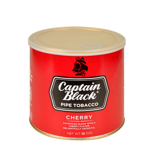 Captain Black Cherry Pipe Tobacco 12oz Can - Front View of Aromatic Blend Packaging