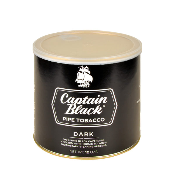 Captain Black Dark Pipe Tobacco 12oz Tin and 1.5oz Pouches - 100% Black Cavendish Blend