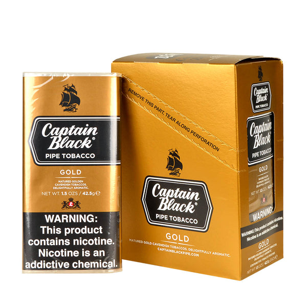 Captain Black Gold Pipe Tobacco 1.5oz Pouches 5-Pack - Mellow Vanilla and Honey Flavor